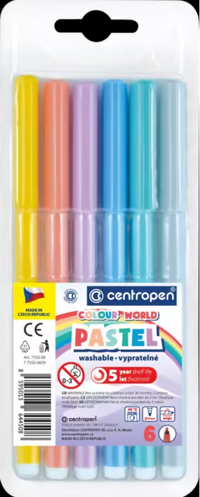 Popisova Centropen 7550/6ks pastelov barvy